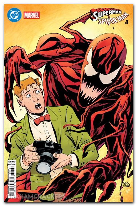 Superman Spider-Man #1 (2026) cover f lieber jimmy olsen and carnage variant