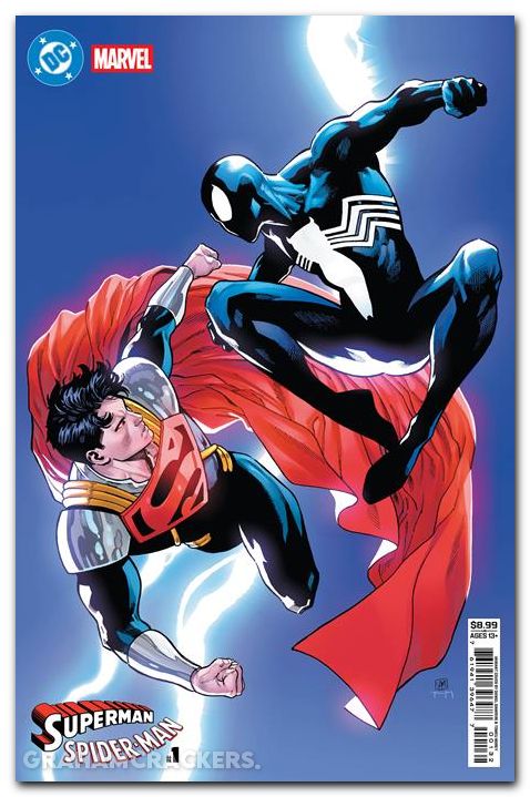 Superman Spider-Man #1 (2026) cover r sampere super-boy prime and spider-man black variant