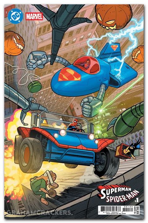 Superman Spider-Man #1 (2026) cover t shaner supermobile and spider-mobile variant