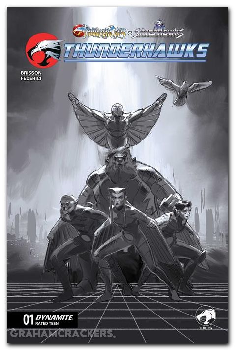 Thundercats X Silverhawks Thunderhawks #1 (2026) cover j failla b&w variant