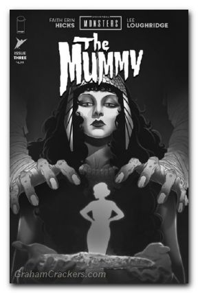Universal Monsters The Mummy #3 (2025) cover d boo classic horror b&w variant