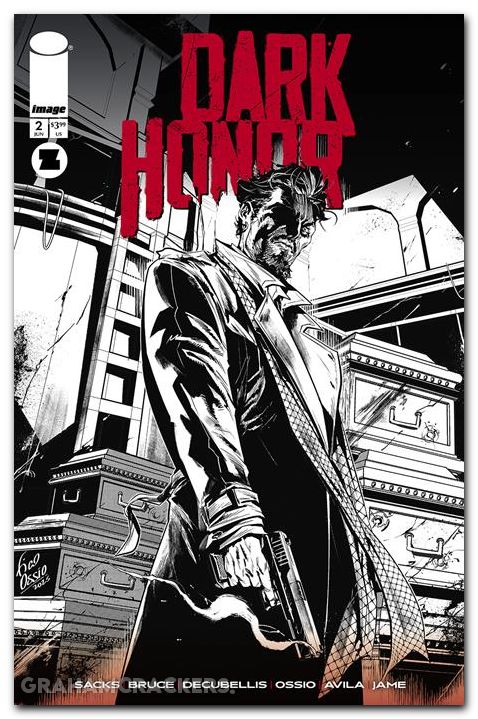 Dark Honor #2 (2025) cover b ossio b&w variant