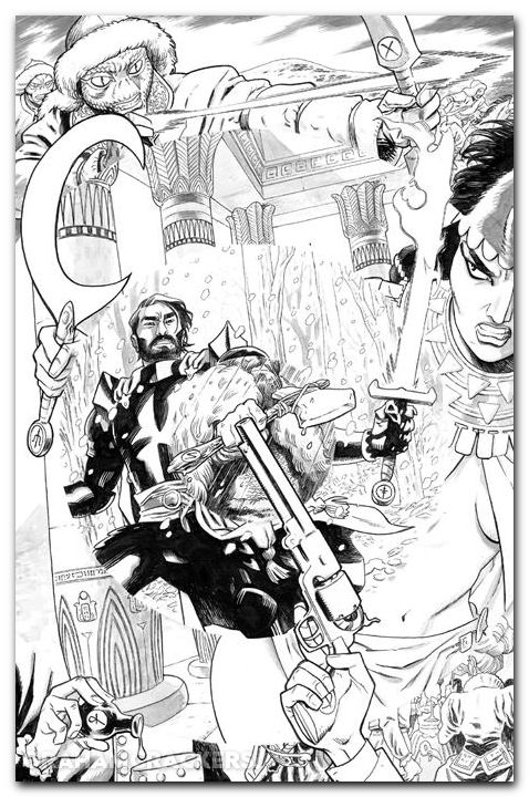Sixth Gun Battle For The Six #1 (2025) cover f hurtt b&w variant