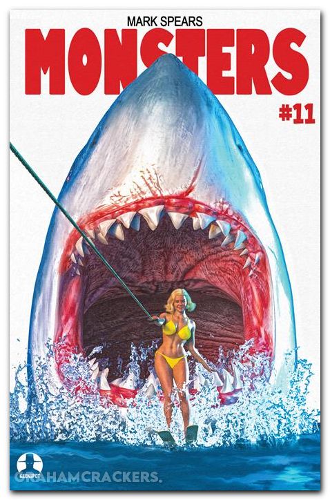 Mark Spears Monsters #11 cover c spears shark week jaws 2 homage variant
