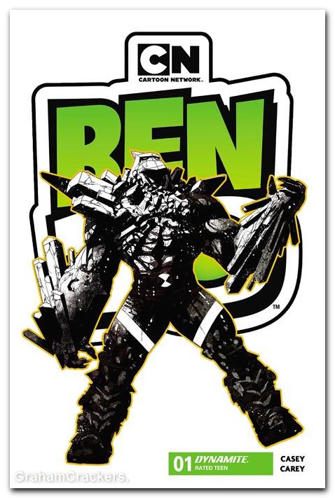 Ben 10 #1 (2026) fourth print cover b carey b&w variant
