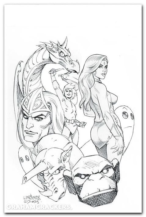 Herculoids #8 (2025) cover g linsner line art virgin variant