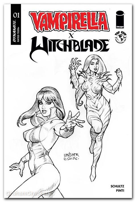 Vampirella X Witchblade Special #1 (2026) cover k linsner line art variant