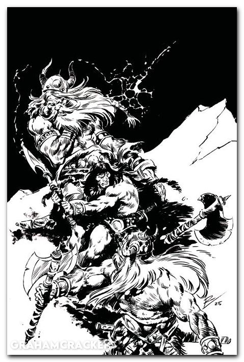 Conan The Barbarian #25 (2023) cover i de la torre b&w variant