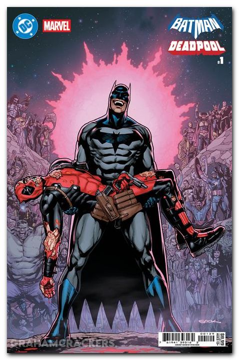 Batman Deadpool #1 (2025) cover r sook crisis on infinite earths homage variant