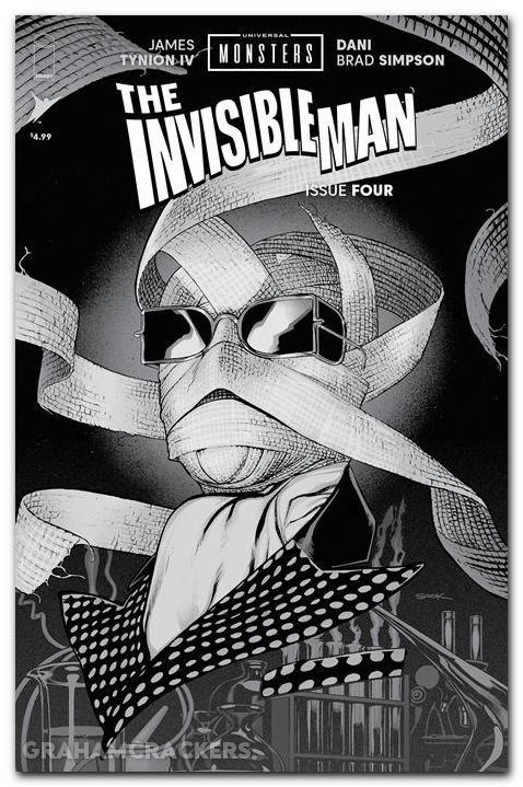 Universal Monsters The Invisible Man #4 (2025) cover d sook b&w horror variant