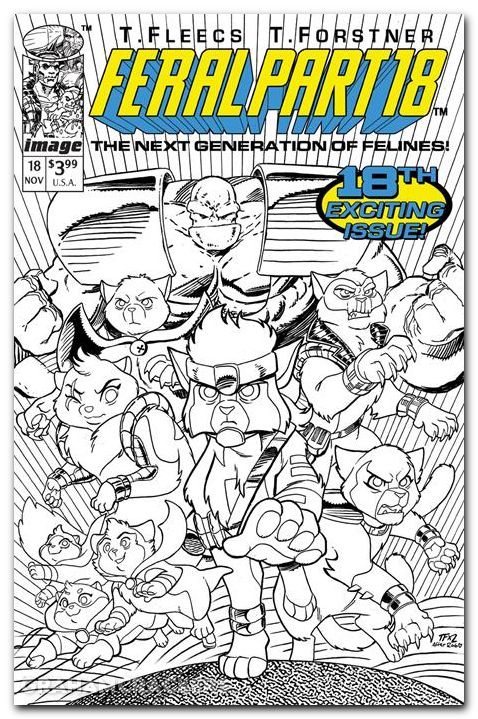 Feral #18 cover e fleecs youngblood team up b&w virgin variant