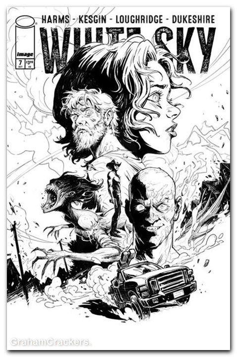 White Sky #7 (2026) cover b kesgin b&w variant