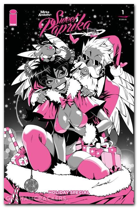 Sweet Paprika Black White And Pink Holiday Special #1 (2025) cover b godtail variant