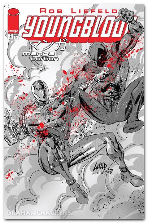 Youngblood #2 (2025) cover e liefeld manga b&w variant
