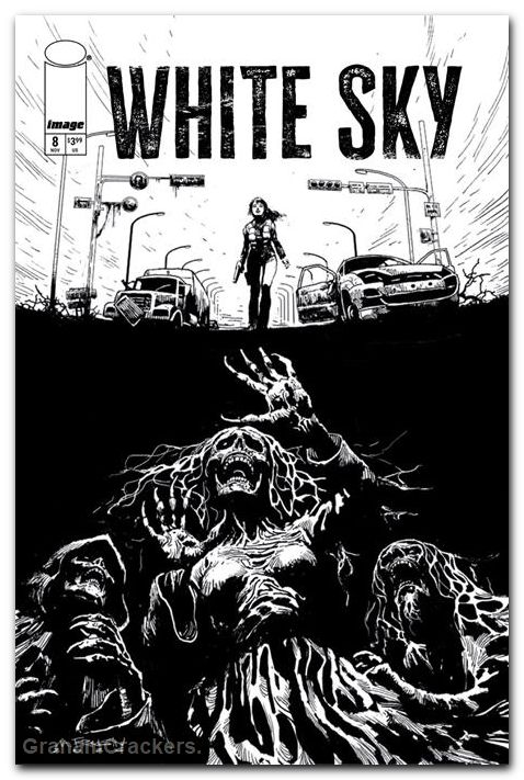 White Sky #8 (2026) cover b frusin b&w variant