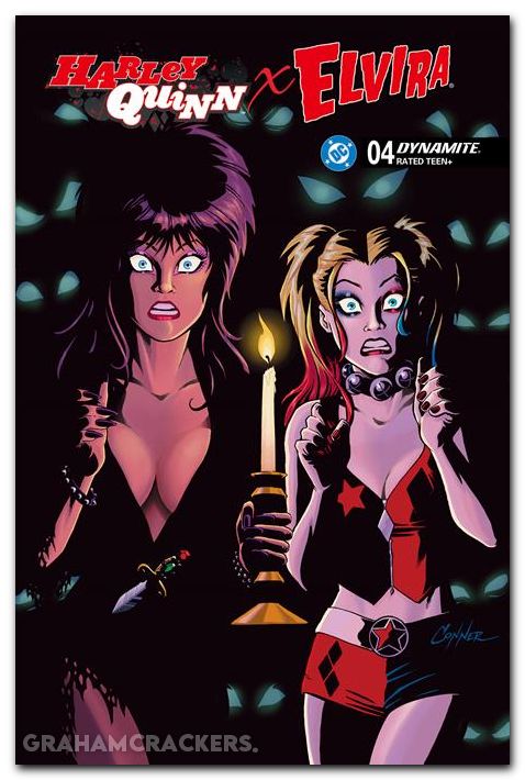 Harley Quinn X Elvira #4 (2025) cover h conner candle variant