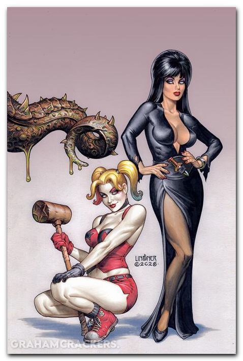 Harley Quinn X Elvira #4 (2025) cover j linsner virgin variant