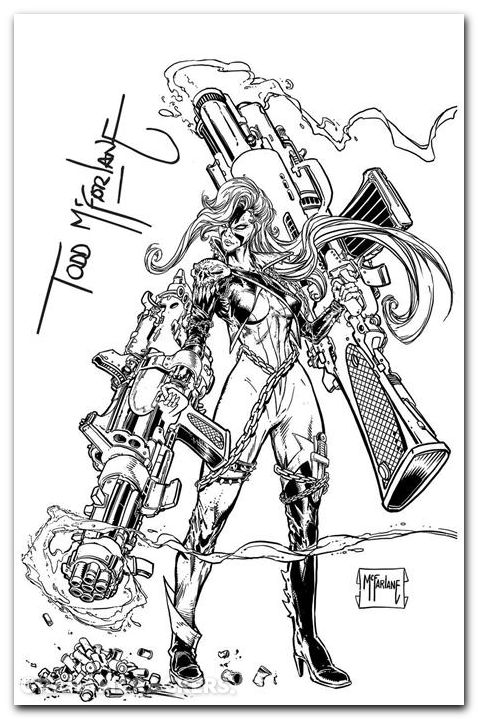 Spawn Scorched #50 cover g mcfarlane signed b&w inks variant