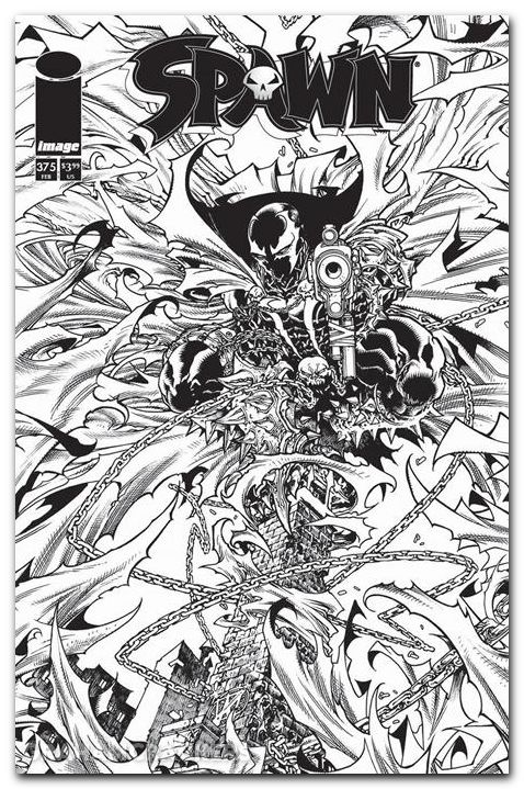 Spawn #375 (1992) cover b tolibao b&w variant