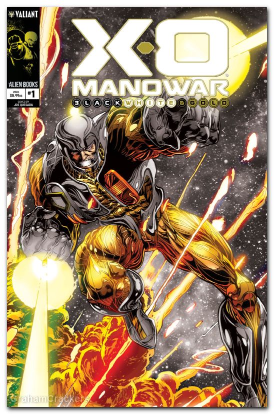 X-O Manowar Black White And Gold #1 (2026) cover b quesada black white and gold variant