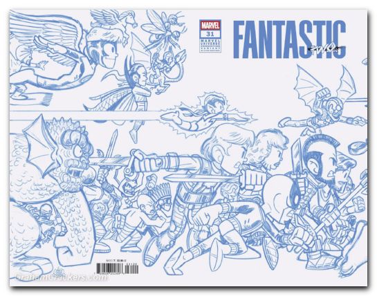 Fantastic Four #31 (2022) giarrusso marvel universe connecting blue line sketch variant