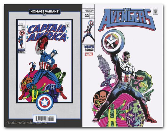 Avengers #22 (2023) walsh captain america sam wilson homage variant