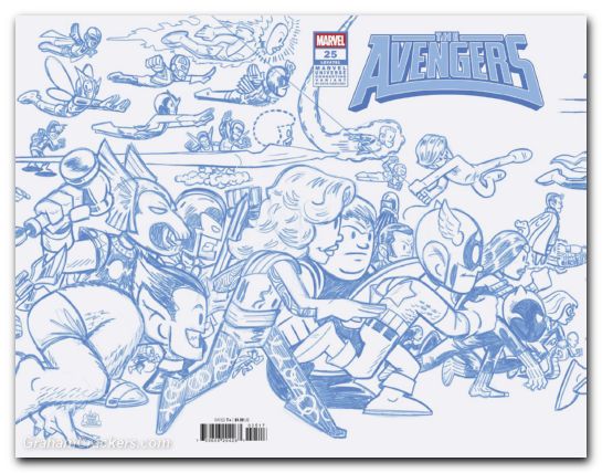 Avengers #25 (2023) giarrusso marvel universe connecting blue line sketch variant