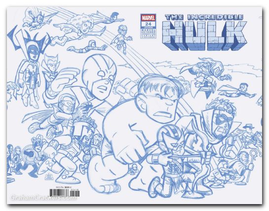 Incredible Hulk #24 (2023) giarrusso marvel universe connecting blue line sketch variant