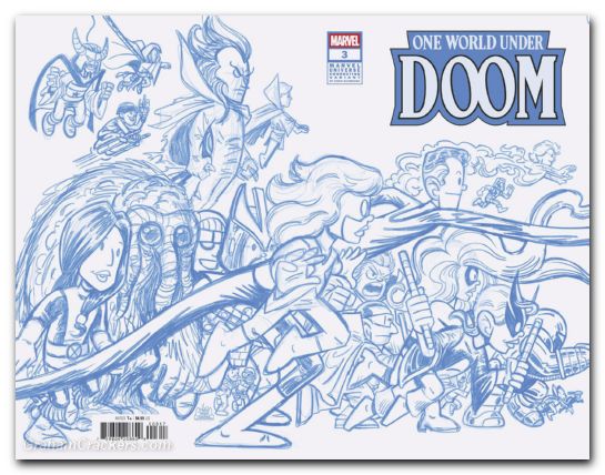 One World Under Doom #3 giarrusso marvel universe connecting blue line sketch variant