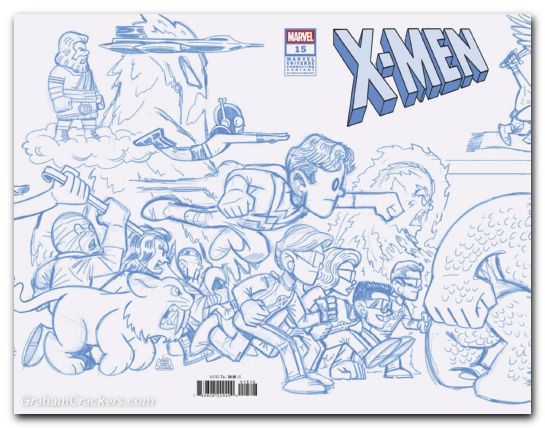 X-Men #15 (2024) giarrusso marvel universe connecting blue line sketch variant