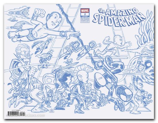 Amazing Spider-Man #2 (2025) giarrusso marvel universe connecting blue line sketch variant