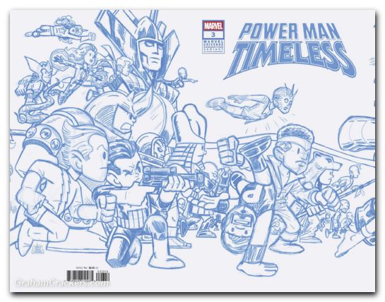 Power Man Timeless #3 (2025) giarrusso marvel universe connecting blue line sketch variant