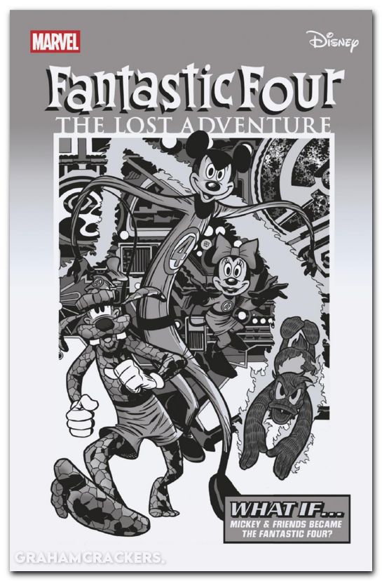 Fantastic Four #3 (2025) mangiatordi b&w disney what if fantastic four homage variant