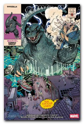 Godzilla Vs Fantastic Four #1 (2025) bradshaw monster homage variant