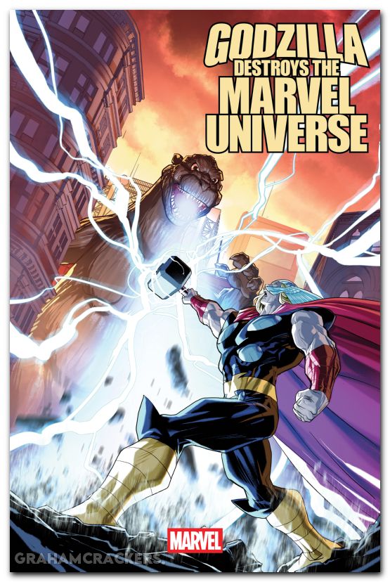 Godzilla Destroys The Marvel Universe #1 (2025) woods variant