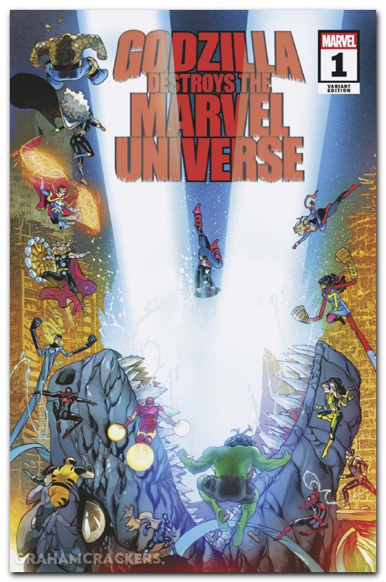 Godzilla Destroys The Marvel Universe #1 (2025) garron variant