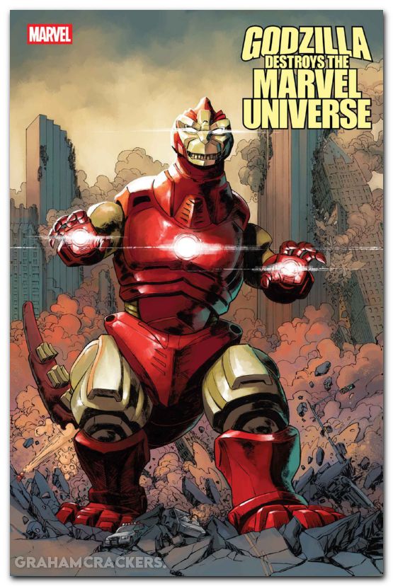 Godzilla Destroys The Marvel Universe #3 (2025) wachter marvelized iron man-zilla variant