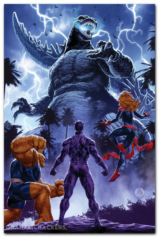Godzilla Destroys The Marvel Universe #4 (2025) brooks virgin variant