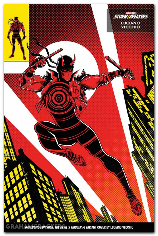 Daredevil Punisher The Devils Trigger #1 (2025) vecchio from the chaos a costume variant