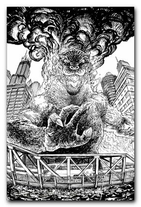 Godzilla Vs America Chicago #1 (2025) cover c browne virgin b&w variant