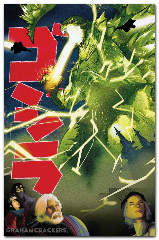 Godzilla #7 (2025) cover e de martinis godzilla 1954 movie poster homage variant