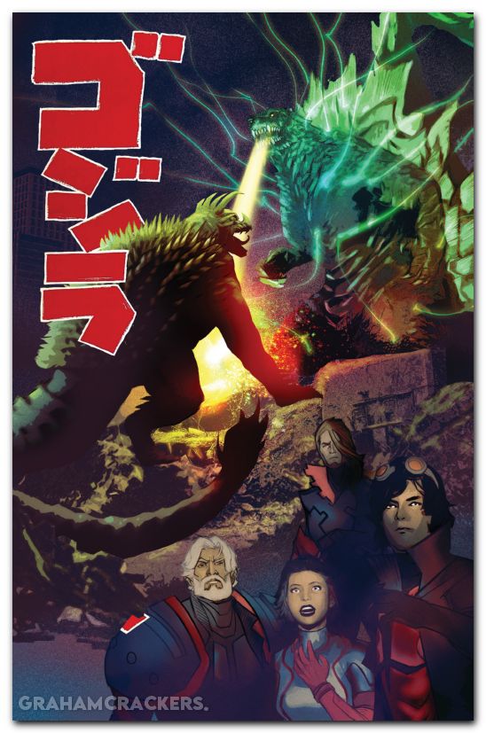 Godzilla #8 (2025) cover c de martinis godzilla raids again poster homage variant