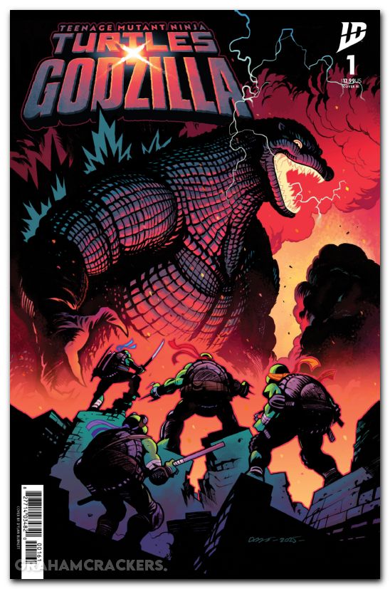 Teenage Mutant Ninja Turtles X Godzilla #1 (2025) cover f burnett foil variant
