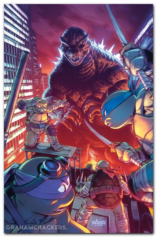 Teenage Mutant Ninja Turtles X Godzilla #2 (2025) cover d santolouco virgin variant