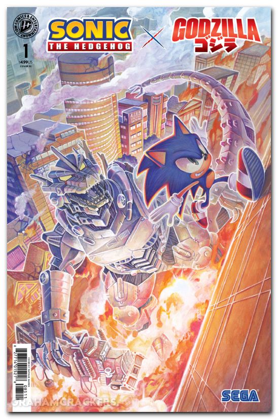 Sonic The Hedgehog X Godzilla #1 (2026) cover f haines foil variant