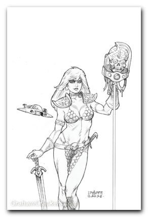 Red Sonja Attacks Mars #4 cover i linsner line art virgin variant