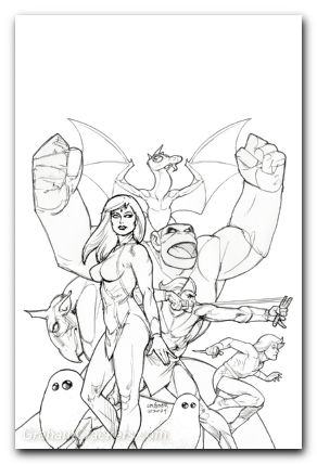Herculoids #1 (2025) cover x linsner line art virgin variant