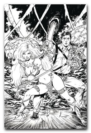 Red Sonja Vs The Army Of Darkness #1 (2025) cover o seeley line art virgin variant
