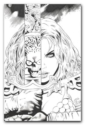 Red Sonja Attacks Mars #2 cover f land line art virgin variant