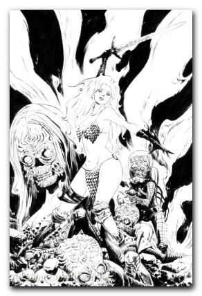 Red Sonja Attacks Mars #1 cover h lee line art virgin variant